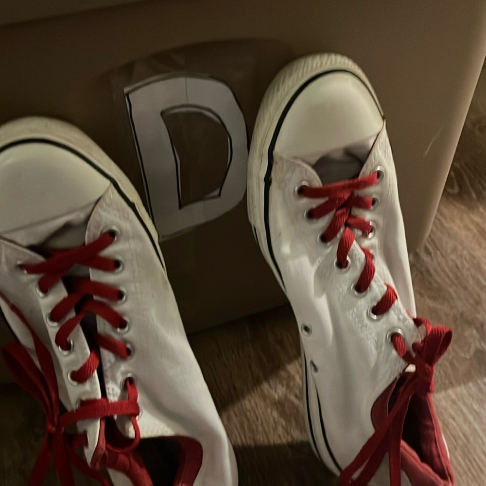 Men's size 12 white and red converse,  gently worn